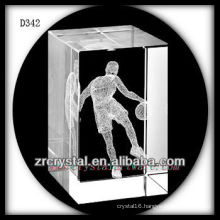 K9 3D Laser Basketball Inside Crystal Rectangle